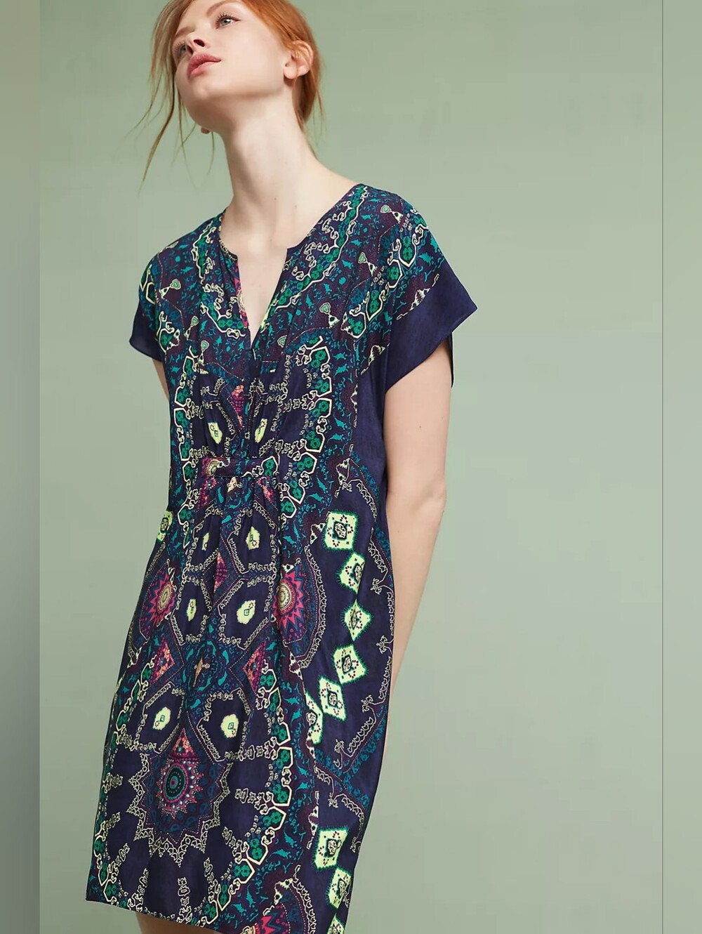 Maeve Navy Multicolor Mandala Print Casual Dress